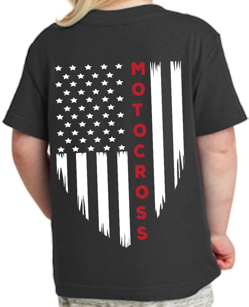 Toddler Motocross American Flag T-Shirt